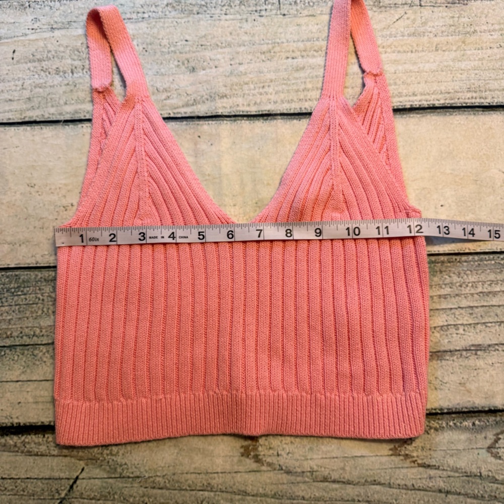 Aerie pink coral ribbed knit tank top. M - Picture 3 of 7